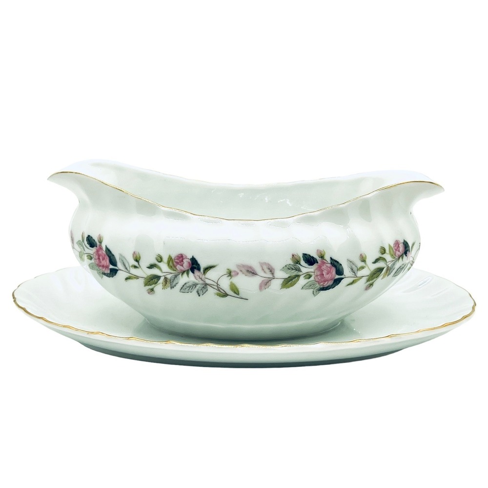 VTG Creative Fine China Regency Rose Gravy‎ Boat Saucer 2345 Floral Japan 1990s